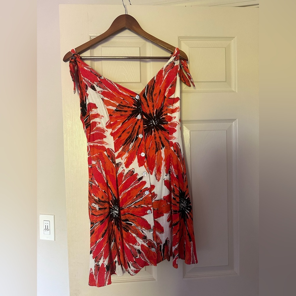 Free People Floral Red and Black Dress